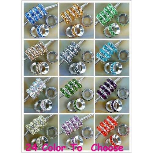 DHL Free 10mm Mixed 12 Color Each 100 Pieces Rhinestone Crystal Rondelle Spacer Beads Lot, dg34 Plated European Beads