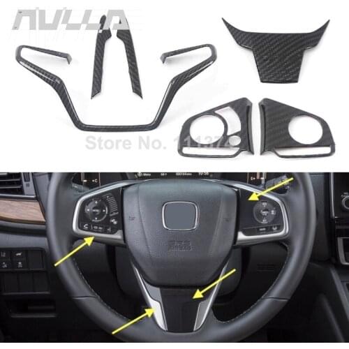 Carbon Look Car Interior Decoration Trims For Honda CR-V CRV 2017 2019 2020 2021 Steering Wheel Frame Cover Sticker Accessories