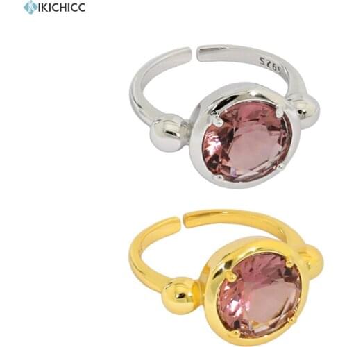 KIKICHICC 925 Sterling Silver Big Brown Zircon Resizable Rings 2021 Wedding Gift Jewelry Large Fashion Thick Jewelry Gift Round