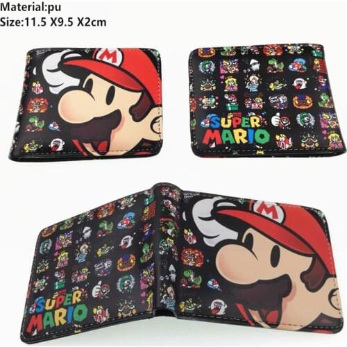 Game Super Mario PU Wallet Boys Girls Student Leather coin Zip Pocket short Bifold Photo Card Holder Cartoon Purse Men moneybag