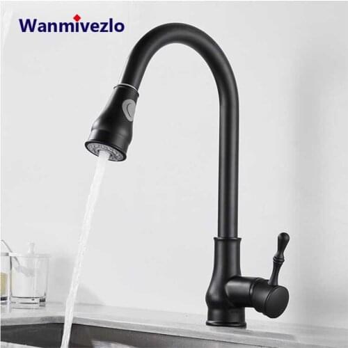 Black Bronze Pull Down Kitchen Faucet Spray/Stream Mode Taps Deck Mount 360 Rotation Kitchen Mixers Hot Cold Torneira Crane