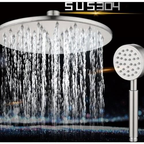 304 Stainless Steel Rainfall Shower Head Round Ceiling Rain High Pressure Water Saving Handheld Shower Head Bathroom Showerhead