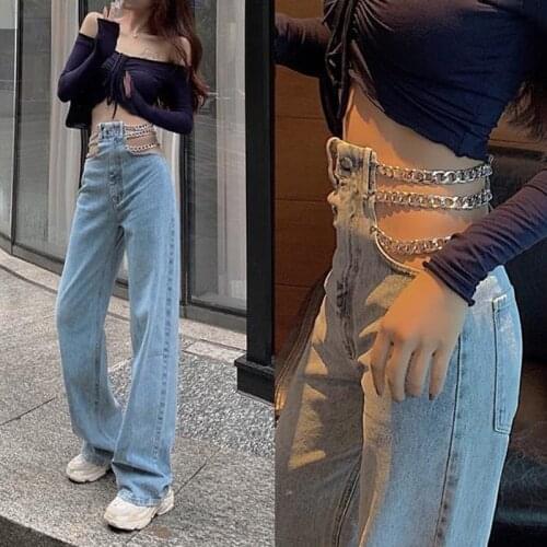 HOT Spring Womens jeans Korean version Sexy Loose Wide leg pants Woman pants High waist Show thin Oversize All-match Fashion