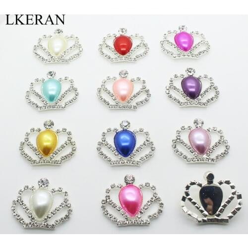 LKERAN 10pc New Mosaic Pearl Rhinestone Crown button DIY Flower Diamante crystal Bow wedding decoration Sewing Decor Accessories