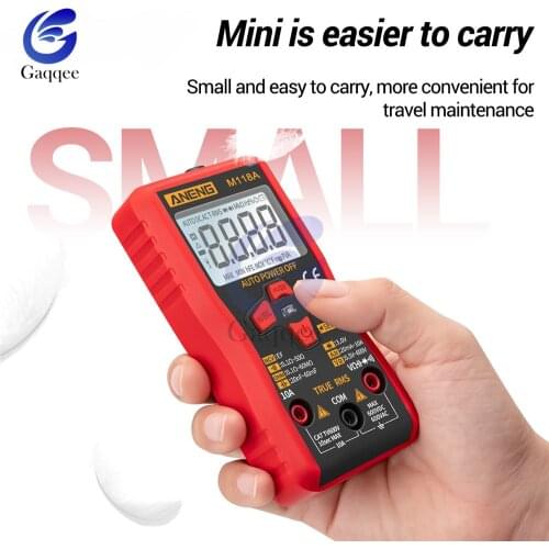 M118A Digital Mini Multimeter Tester Auto Mmultimetro True Rms Tranistor Meter with NCV Data Hold 6000counts Flashlight