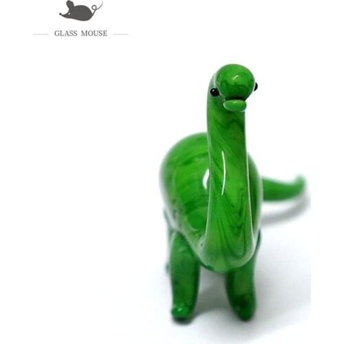 Miniature Handmade Glass Dinosaur Figurines Cute Vivid Green Simulation Animal Ornaments Collection Festival Gifts For Children