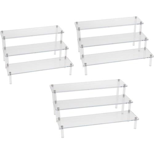 Multi-use 3 Tiers Acrylic Perfume Holder Makeup Toy Display Stand Risers Shelf