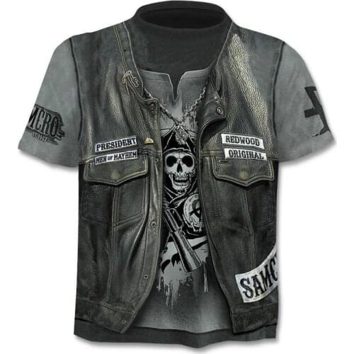 2021 Summer O-Neck Short Sleeve Skull Mens T shirt Fashion Boy Kids Tshirts Punk Style Rock Tops Tees Cowboy Skull clothes
