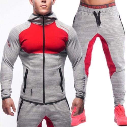 2020 NEW Mens Sports Suit Brand Clothing Men Tracksuit Zipper Sets Sweatshirt Muscle men Hoodies+Pants Sets gyms Running Suit