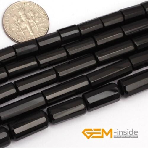 Natural Stone AA Grade Black Agates Tube Loose Spacer Beads For Jewelry Making Strand 15" DIY Jewelry Accessorries Bead For Gift