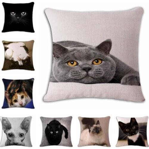 Black cat Animal Pillow Covers Cute pet cat Plush Pillow Case Pet Cushion Cover for Home Decorations Pillowcase