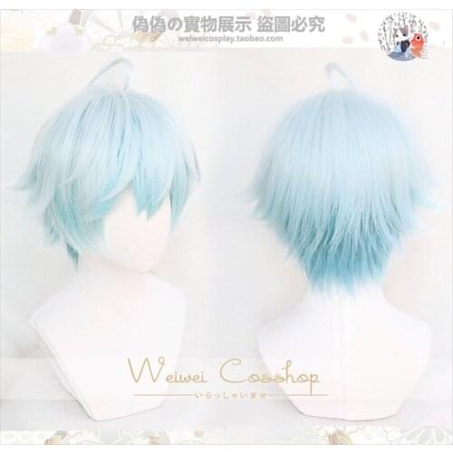 New Genshin Impact CHONGYUN Wig Cosplay Short Light Blue Gradient Heat Resistant Hair Halloween Role Play Genshin Impact Wig