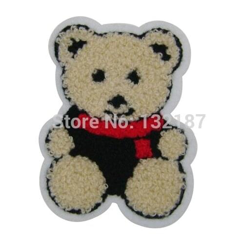 Wholesale fashion towel patch sew on embroidery label DIY Bear patches for sweater jacket sportwear TP-012