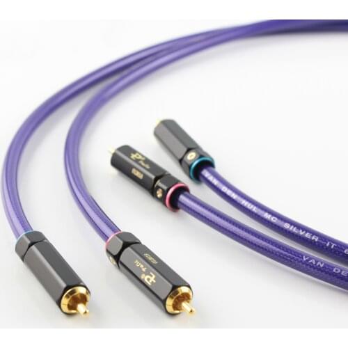 Pair Audiophile VDH Van Den Hau Silver-plated RCA Audio Interconnection Cable for Amplifier CD Player