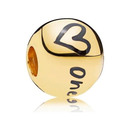 Genuine 925 Sterling Silver Bead Gold Shining True Uniqueness Charm Beads Fit Pan Women Bracelet & Necklace Diy Jewelry