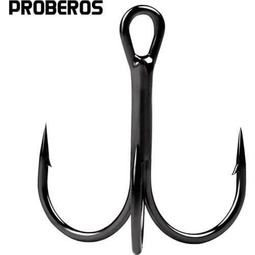 PROBEROS Fishing Hook 100PC High Carbon Steel Treble Hook 3/0#-14# Black/Red/Brown/Silver/Matte Tin Color FIshhooks