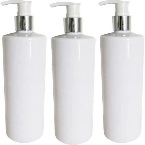3pcs 500ml White Empty Bottle Transparent Simple Storage Bottle for Foam Emulsion Hand Washing Random Pump Shell Color Random