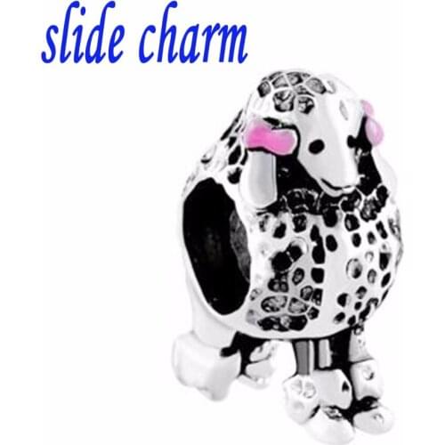 Slide charm Free shipping pet sheepdog animal beads fit Pandora charm bracelet mother lover Christmas gift