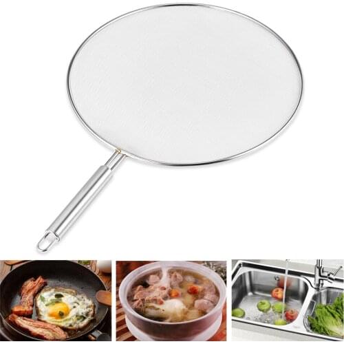 Oil Strainer 40Mesh Splatter Screen Tea Sieve Sifter Pot Cover Wire Anti-skid Oil Splatter Screen Stainless Steel Kitchen Tool