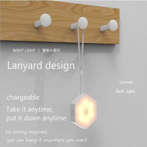 USB Rechargeable Battery Sensor Night Light Smart Home LED Light Human Body Sensor Light Bedroom Corridor Light