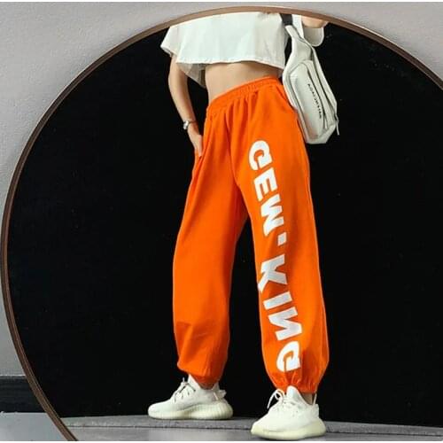 Letter Printed Sweatpants Womens Loose Autumn/Winter Hip Hop Jazz Street Dance Bundles Wide Legs Casual Sports Pants Ins Trend