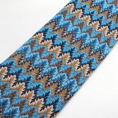 Zig Zag Knits Lace Fabrics 1 Meter For Dress Blue Wave Striped Crochet Mesh Fabrics Diy Fashion Cloth Maple Leaf 150CM Wide