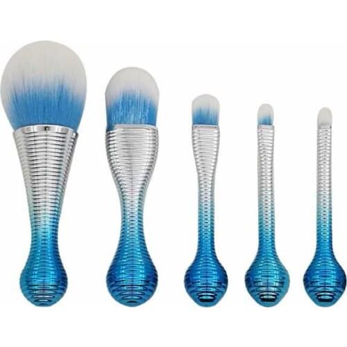 High quality synthetic hair plastic handle professional 5pcs cosmetic brush kits luxury make up set in makeup