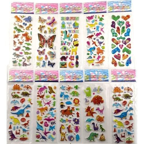 10pcs Different 3D Cute Stickers Funny Toy For Kids On Scrapbooking Phone Laptop Gifts Dinosaur Butterfly Office School Supplies