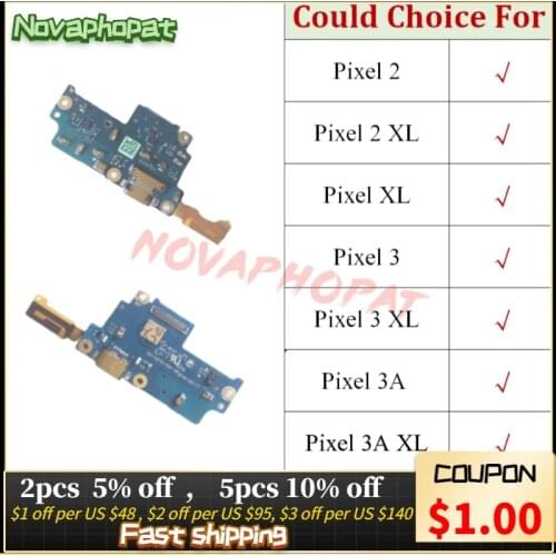 Novaphopat For HTC Google Pixel 2 2XL 3 3XL 3A XL 4 4XL USB Charger Port Charging Connector Flex Cable Plug Board Fast Charge
