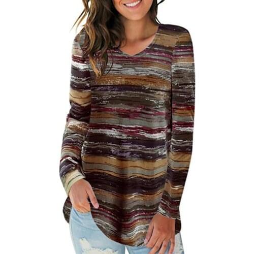 Striped T-Shirt for Women Autumn Winter Long Sleeve Round Neck Base Top Tshirts Women Casual Bottoming Slim Top Femme Tshirts