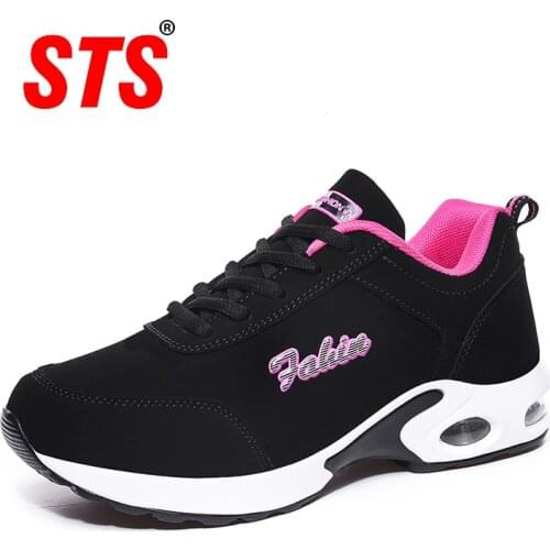 STS Womens Casual Flats Shoes Outdoor Running Sport Sneakers Winter Keep Warm With Fur Comfortable Light Footwear Plus Size