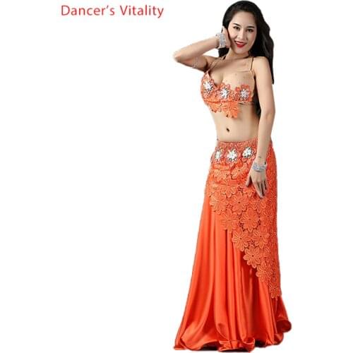 Lady Women Belly Indian Oriental Dance Sling Bra Diamond Skirt Suit Competition Performance Spandex Costume Rumba Samba Tango
