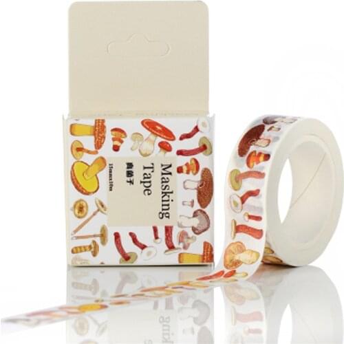 1.5CM Wide Various Mushroom Collections Washi Tape DIY Scrapbooking Sticker Label Masking Tape School Office Supply