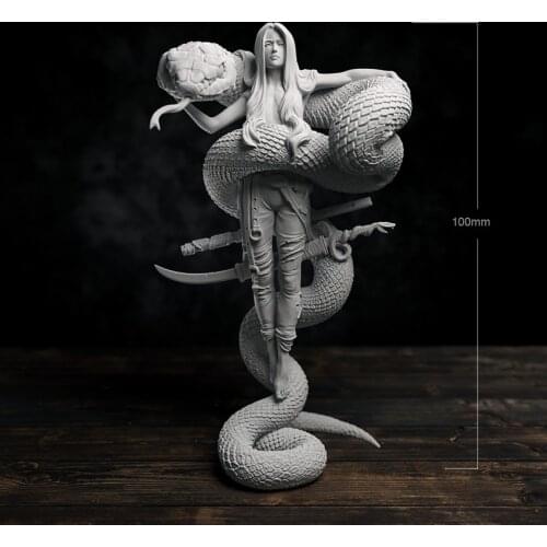 100mm Resin Model Python Boa Girl 3D Print Figure Unpainted RW-237