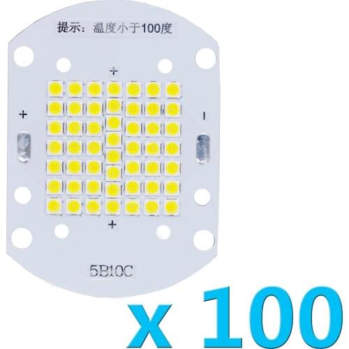 100pcs a lot 50W High Power LED Epistar 3030 SMD diodes Chip Flood light Source 30-34V White 6500K Floodlight Spotlight Bulbs