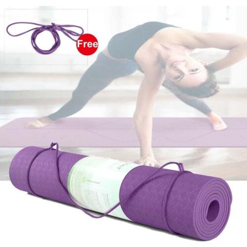 1830*61*6MM TPE Yoga Mat Gym Mats Exercise Fitness Gymnastics Sport De Workout Blanket Yogamatte 6mm with Position Line XA83A