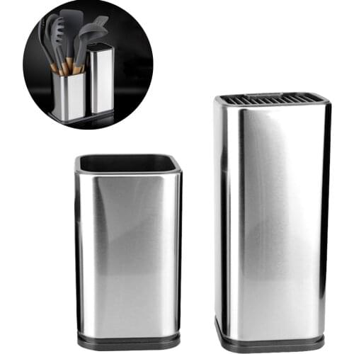 2pcs Stainless Steel Knife Holder Utensil Spoon Storage Tool Chef Knife Meat Knife Multi-tool Kitchen Cookware Holder Tube Shelf