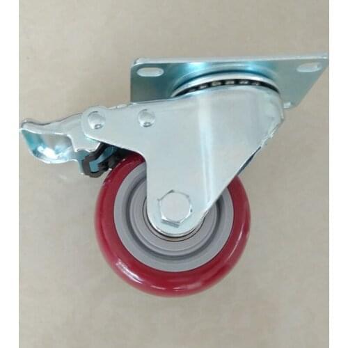 4pcs 3 inch Diameter 75mm PVC Caster With Brake Chair Travel Luggage Universal and Roll Wheel Household Appliance Moving Trailer