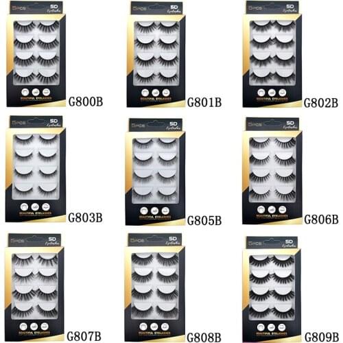 5 Pairs Multipack 5D Soft Mink Hair False Eyelashes Handmade Wispy Fluffy Long Lashes Natural Eye Makeup Tools Faux Eye Lashes