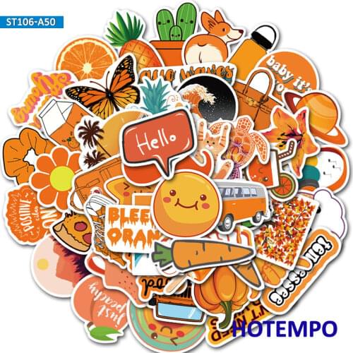 50pcs Cartoon Simple VSCO Fun Graffiti Pattern Decals Stickers For DIY Diary Scrapbook Stationery Phone Laptop Suitcase Stickers