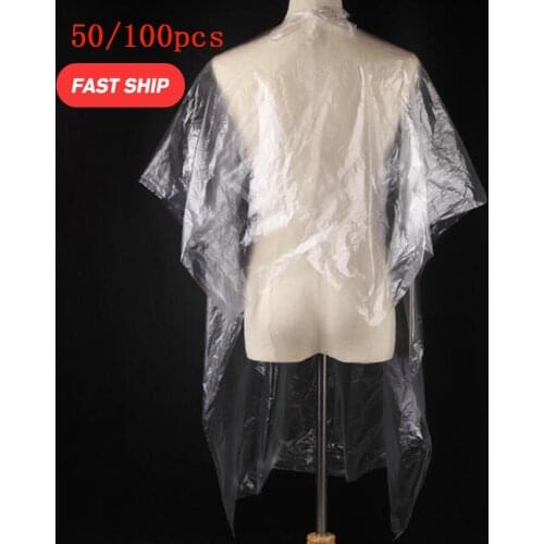 50pcs Disposable Neck Cape Salon Hairdressing Cloth Hair Trimming Shampoo Hair Shawl Barbershop Supplies Tool Transparent