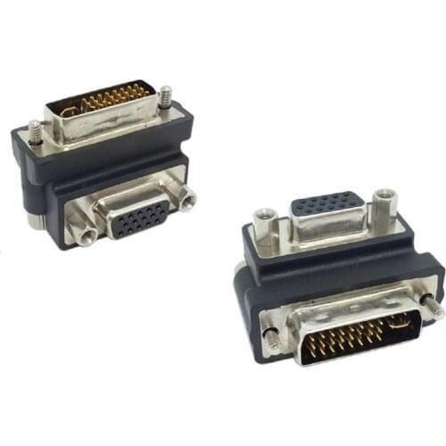 DVI 24+5 Male to VGA 15 Female 90° Adapter