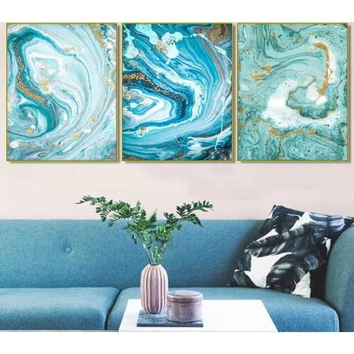 5d diamond painting Blue abstract lines landscape full square round diamond embroidery mosaic triptych diy craft supplies AA2510
