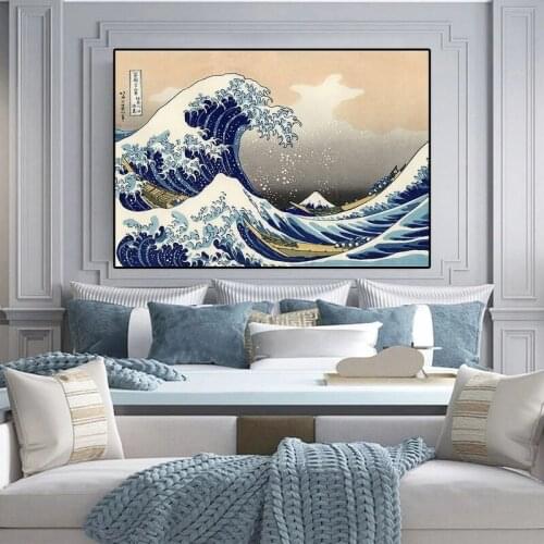 Diamond Painting Cross Stitch Kits Japanese Wave Kanagawa Full Square Round 5D Diy Drill Embroidery Mosaic for Living Room Decor