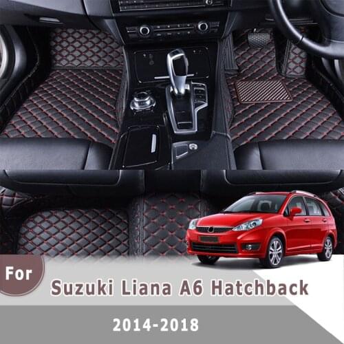 RHD Custom Car Floor Mats Carpets For Suzuki Liana A6 Hatchback 2018 2017 2016 2015 2014 Leather Car Styling Rugs Interior Cover