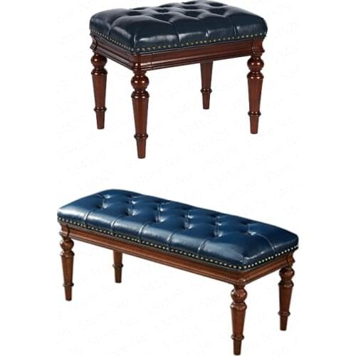 B American dressing stool bedroom solid wood light luxury dressing table stool leather piano bench guzheng stool