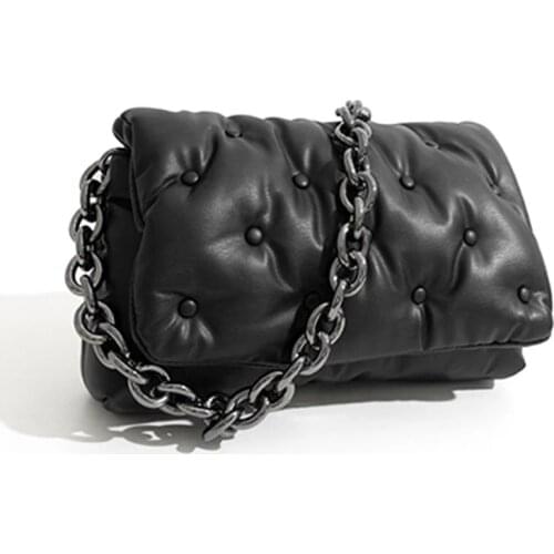 Branded Womens Shoulder Bags 2021 Denim Quality Thick Metal Chain Shoulder Purses And Handbag Women Clutch Bags Ladies Hobo Bag