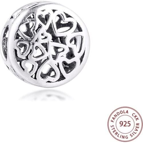 CKK 925 Sterling Silver Loving Sentiments Openwork Beads Fit Pandora Bracelet Argent Charm Silver S925 Jewelry for Women Bijoux