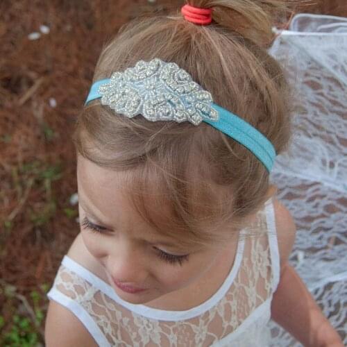 Naturalwell baby Girls Flower Hairband Child Rhinestone Headband Wedding Photo Props Children Hair Band Accessories HB119