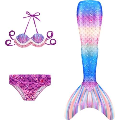 Kids Girls Swimming Mermaid Tail Costume Cosplay Princess Dress Swimsuit Bikini Bathing Suit Dress Beach Cloth No Flipper
